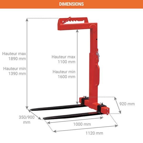 Lève-palette réglable - Capacité maximale de 1 tonne - CK10 1