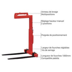 Lève-palette réglable - Capacité maximale de 1 tonne - CK10 2