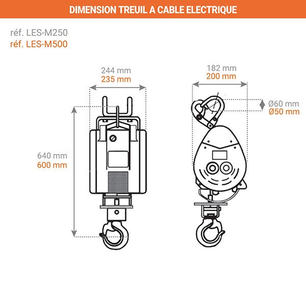 Treuil de levage à câble électrique - Capacité de charge maximale de 250kg  - LES-M250 ❘ Bricoman