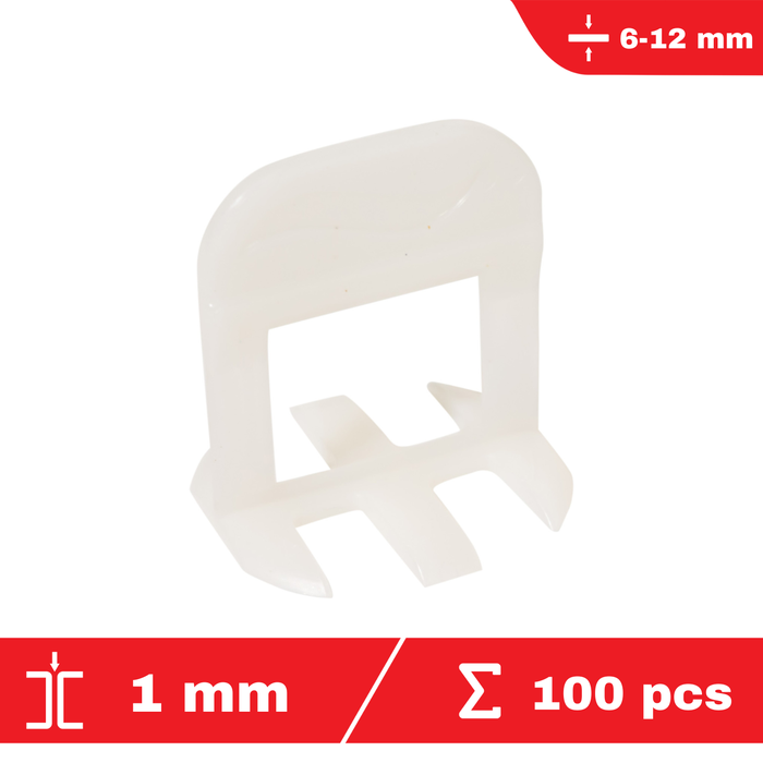 Lot de 100 croisillons à cale autonivelants CLIP-IT 1mm - système de nivellement de carrelage - FLAT-PRO 0