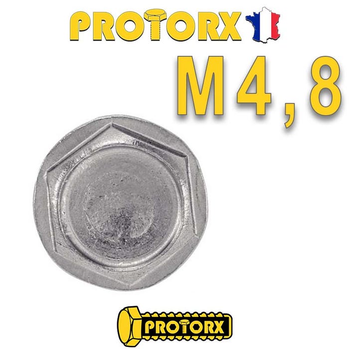 Vis AUTOPERCEUSE Tête Hexagonale à EMBASE : (M4,8 x 38mm) x 5pcs | Acier Inox A2 | Usage Exterieur-Intérieur | Norme DIN 7504 K 2