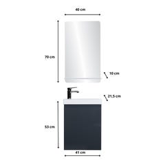 Meuble lave-mains LISA gris anthracite + miroir rectangulaire 3