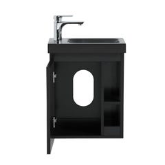 Meuble lave-mains HAMPTON Noir avec vasque noire + miroir 4