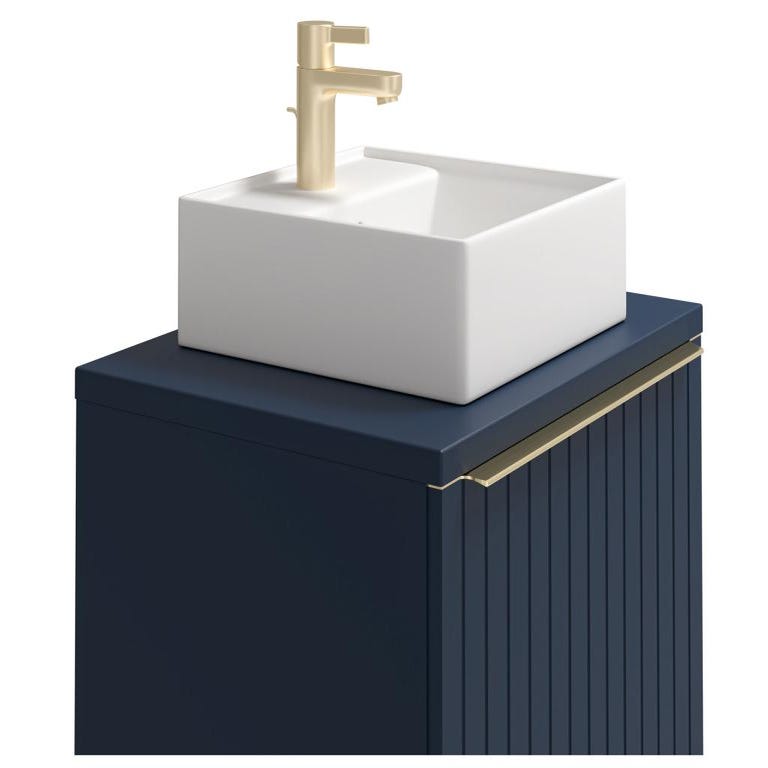 Meuble de salle de bain suspendu simple vasque strié bleu - 60 cm - JOSEPHA 4