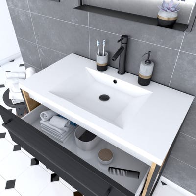 Tablettes de salles de bains en aluminium noir mat pour rangement
