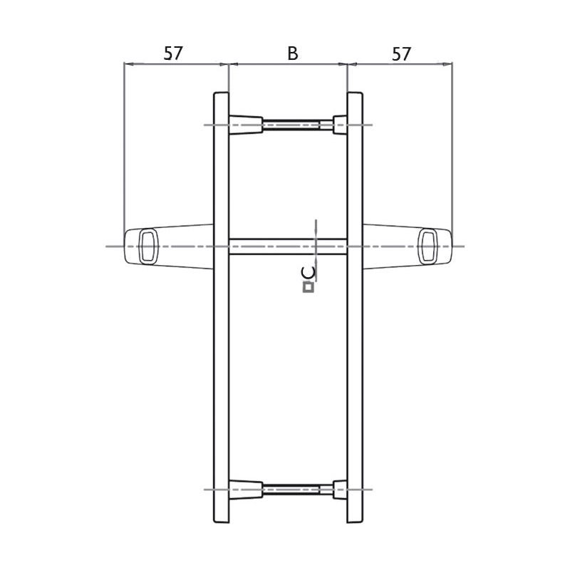 Garniture eva-e sur plaques de 24mm - Carré (mm) : 7 - Entraxe (mm) : 70 - Ep. Porte (mm) : 65-80 - Finition : Blanc RAL9016 - 1