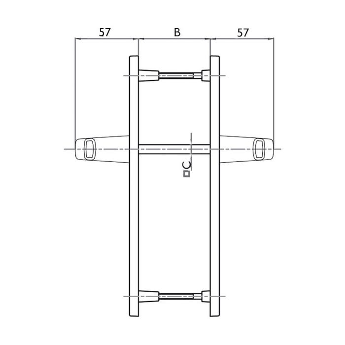 Garniture eva-e sur plaques de 24mm - Carré (mm) : 7 - Entraxe (mm) : 70 - Ep. Porte (mm) : 65-80 - Finition : Blanc RAL9016 - 1