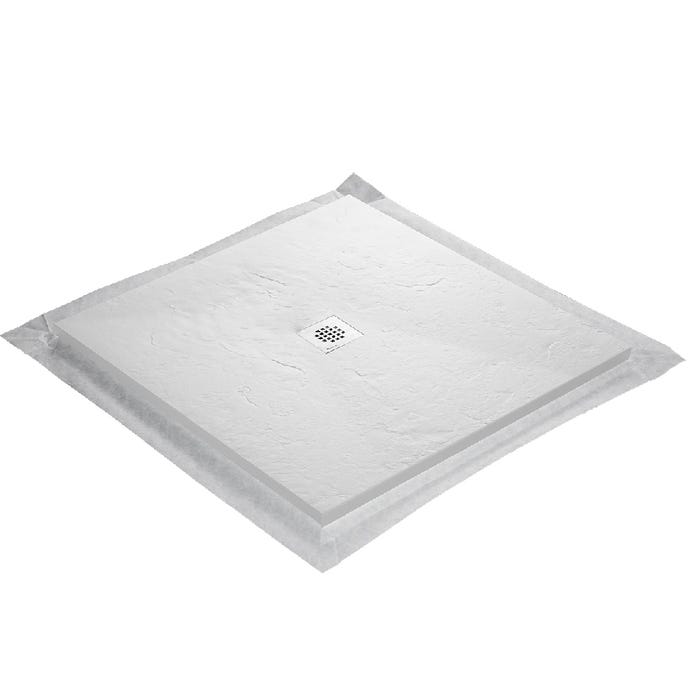Receveur de douche blanc 90 x 90 cm ultra léger en résine aspect ardoise - grille carrée 1