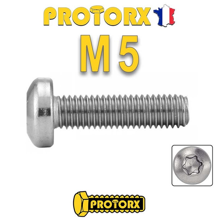 Vis à Métaux BOMBÉE SIX LOBES : (M5 x 20mm) x 10pcs | Acier Inox A2 | Usage Exterieur-Intérieur | Norme ISO 14583 2