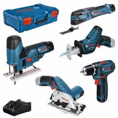 Pack de 5 outils 12V (GST70/GOP12/GSA14/GSR12/GKS26) + 3 batteries 3Ah + chargeur + coffret L-BOXX - BOSCH - 0615A0017C 0