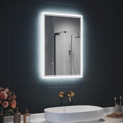 SIRHONA Miroir LED Salle de Bain avec éclairage, Miroir Lumineux Salle de Bain Anti-buée,70x50cm 1