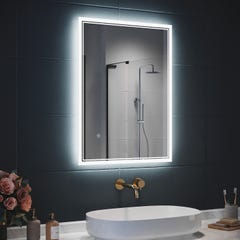 SIRHONA Miroir LED Salle de Bain avec éclairage, Miroir Lumineux Salle de Bain Anti-buée,80x60cm 1
