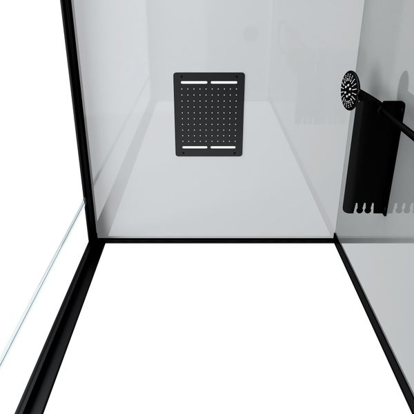 Cabine de douche Hydromassante 90x90x215 cm - Fond Noir avec Bande