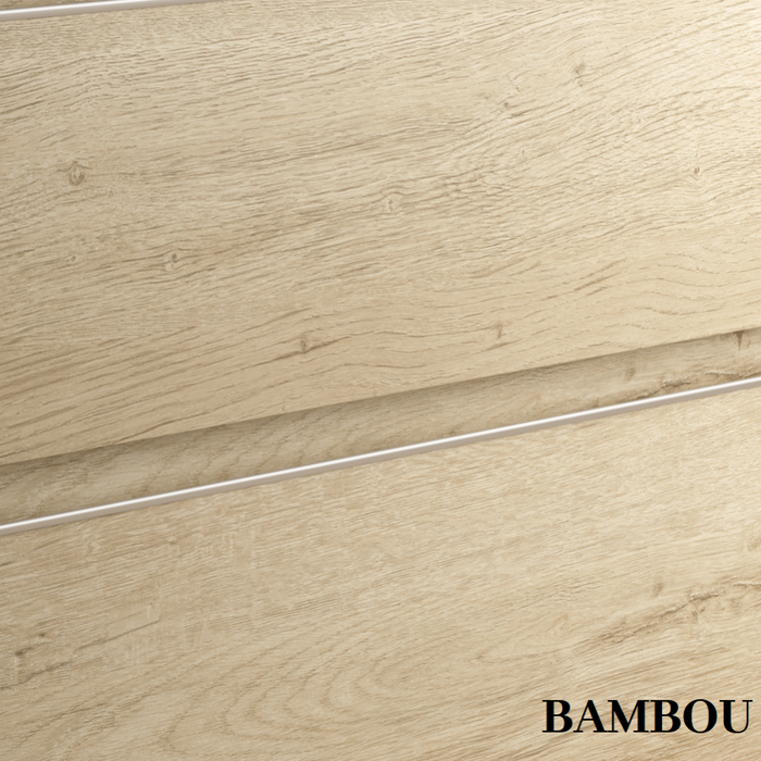 Meuble de salle de bain double vasque - 6 tiroirs - PALMA et miroir Led STAM - bambou (chêne clair) - 120cm 5