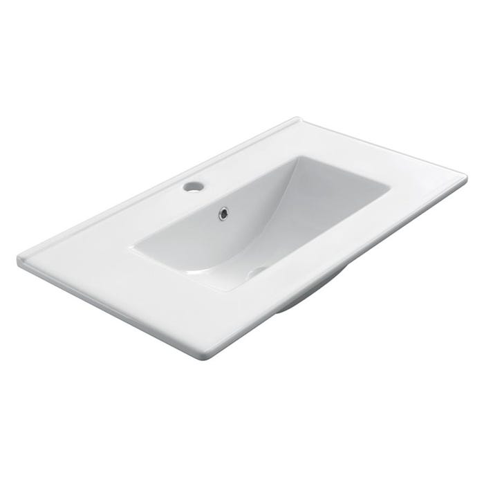 Meuble de salle de bain simple vasque - 3 tiroirs - PALMA et miroir Led STAM - blanc - 70cm 5