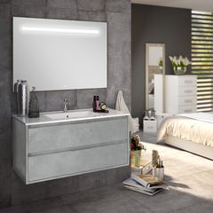 Meuble de salle de bain simple vasque - 2 tiroirs - IRIS et miroir Led STAM - ciment (gris) - 80cm 0