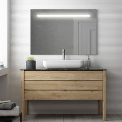 Meuble de salle de bain double vasque - 6 tiroirs - TIRIS 3C et miroir Led STAM - blanc - 120cm 6