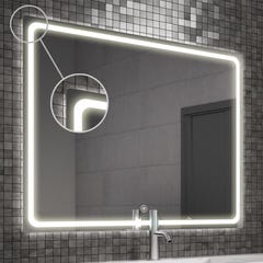 Meuble de salle de bain simple vasque - 3 tiroirs - PALMA et miroir Led VELDI - blanc - 100cm 7