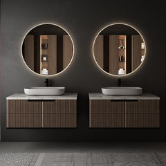 Meuble de salle de bain simple vasque - 2 tiroirs - BALEA et miroir rond Led SOLEN - blanc - 60cm 8