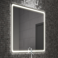 Meuble de salle de bain simple vasque - 1 façade et 2 tiroirs - ALBA et miroir VELDI - noir-Chêne - 80cm 6