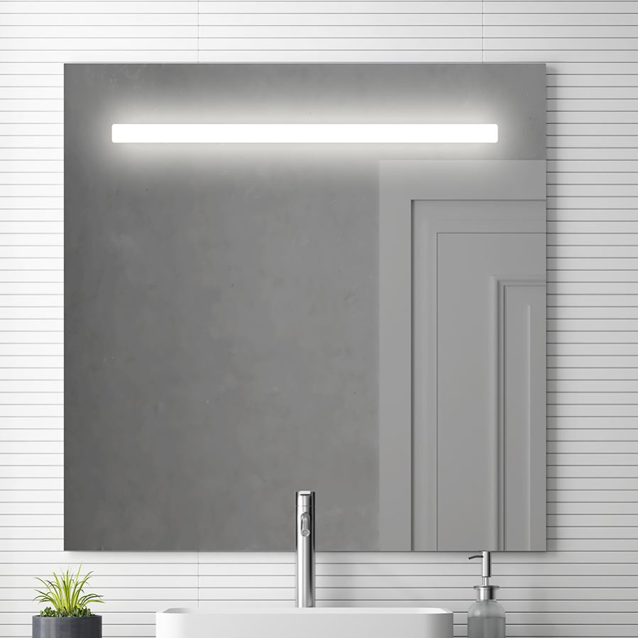 Meuble de salle de bain simple vasque - 1 façade et 2 tiroirs - ALBAet miroir STAM - blanc-Chêne - 80cm 6