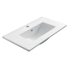 Meuble de salle de bain simple vasque - 3 tiroirs - PALMA et miroir rond Led SOLEN - ebony (bois noir) - 70cm 5