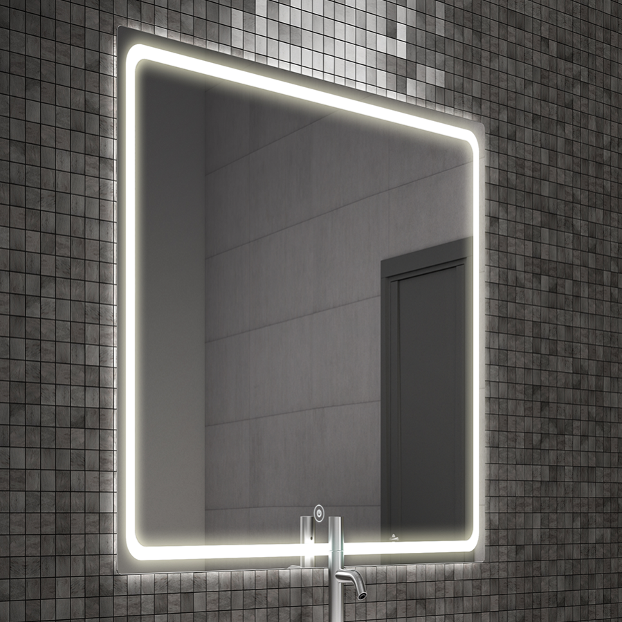 Meuble de salle de bain simple vasque - 1 façade et 2 tiroirs - ALBA et miroir VELDI - blanc-Chêne - 80cm 6