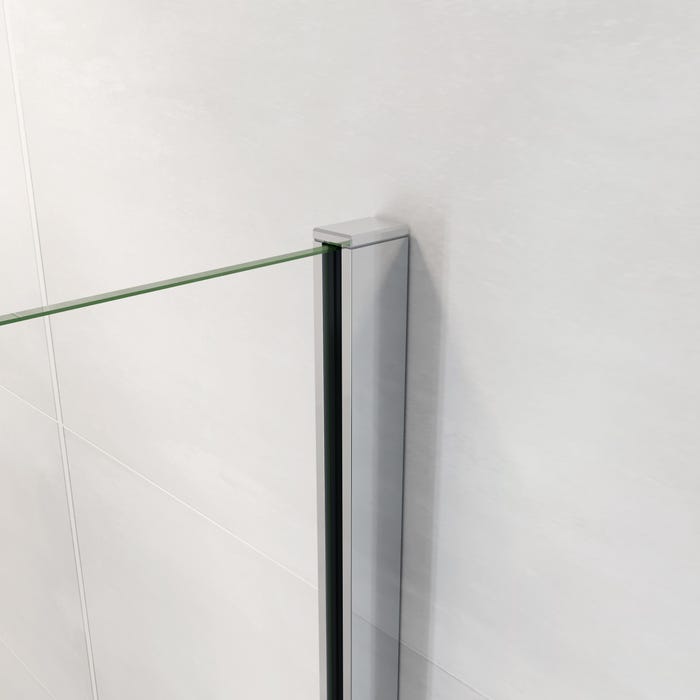Paroi de douche à l'italienne 120x190cm en 6mm verre avec bandes horizontales sérigraphiées, paroi latérale fixe sans receveur de douche 3