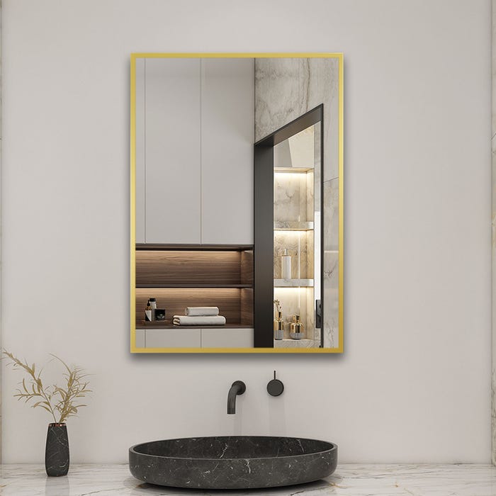 AICA Miroir d'or rectangulaire (mat) suspendu horizontalement et verticalement 80*60cm 1