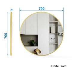 AICA Miroir rond d'or (mat) encadré suspendu horizontalement 70*70cm 4