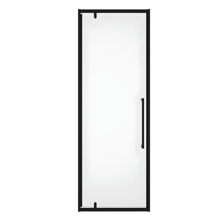 Porte de douche pivotante en métal noir mat au style industriel - 80 x 195 cm - TAMRI 1
