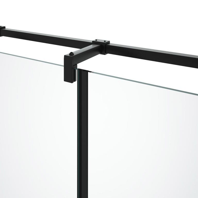 Paroi de douche fixe avec porte pivotante noir mat style industriel - 80 x 100 x 190 cm - PRINCETON 3