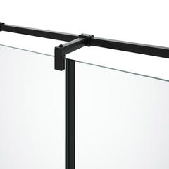 Paroi de douche fixe avec porte pivotante noir mat style industriel - 80 x 100 x 190 cm - PRINCETON 3