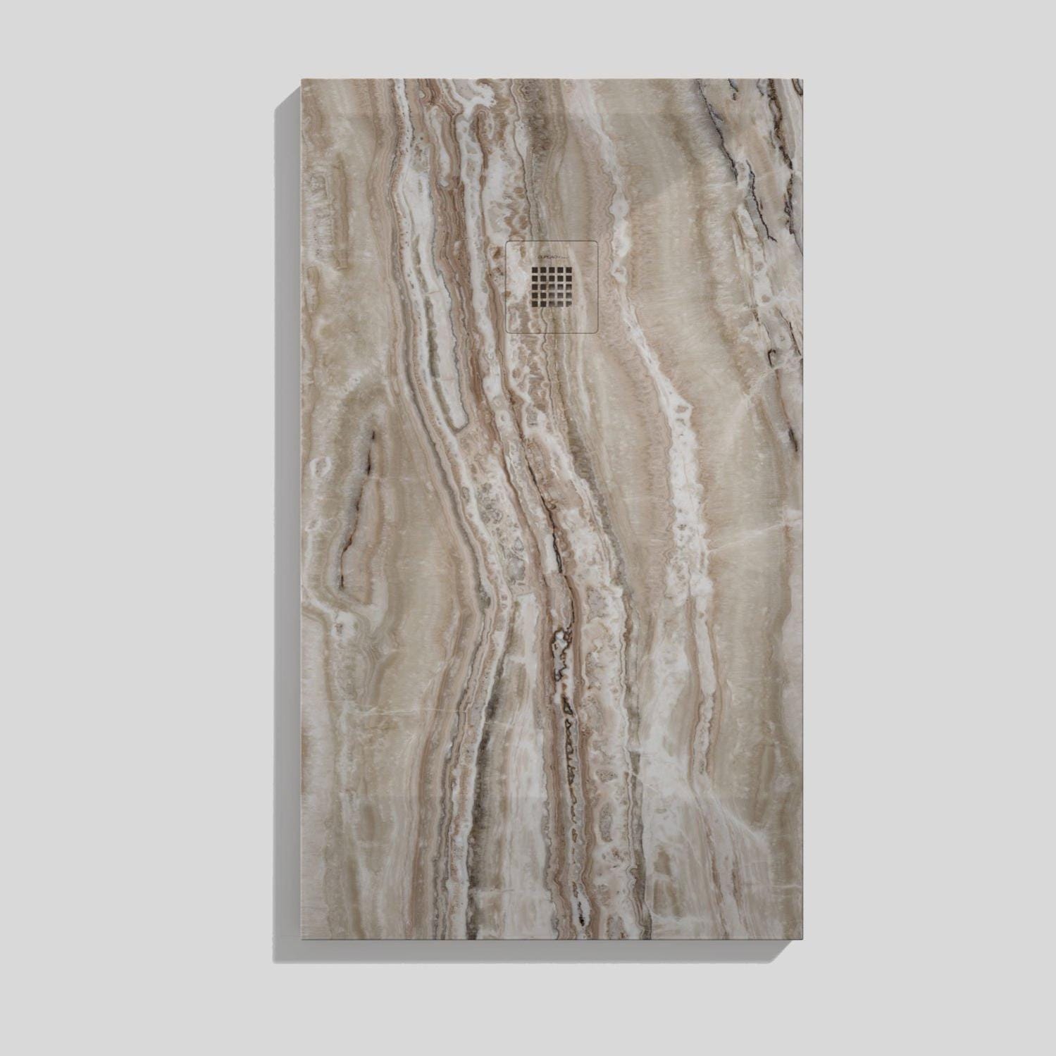 Receveur de douche Travertin brun , finition Lisse Stone 3D, grille de couleur - 160 x 80 cm 0
