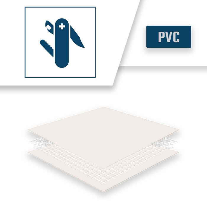 Bâche de Protection 4x5 m Blanc Crème - Qualité 8 ans TECPLAST - LP640MU - Bâche PVC étanche - Résistance Anti-UV 4