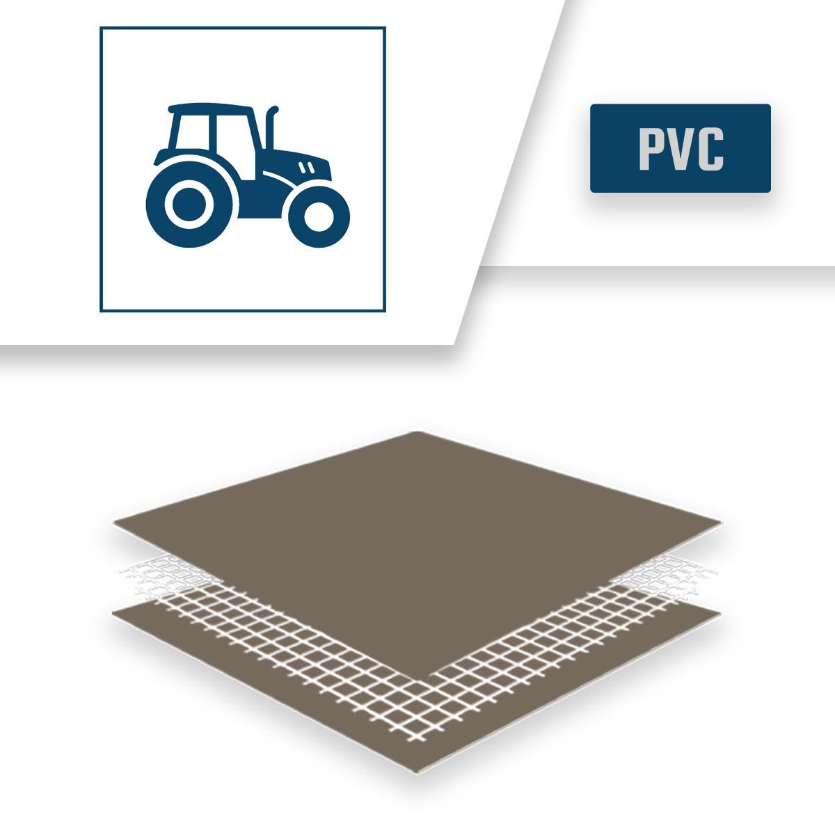 Bâche Agricole 4x5 m Taupe - Qualité 8 ans TECPLAST - LP640AG - Bâche PVC étanche de protection pour Matériel agricole 4