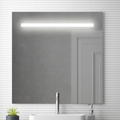 Meuble de salle de bain simple vasque - 1 tiroir - PENA et miroir Led STAM - bambou (chêne clair) - 80cm 7