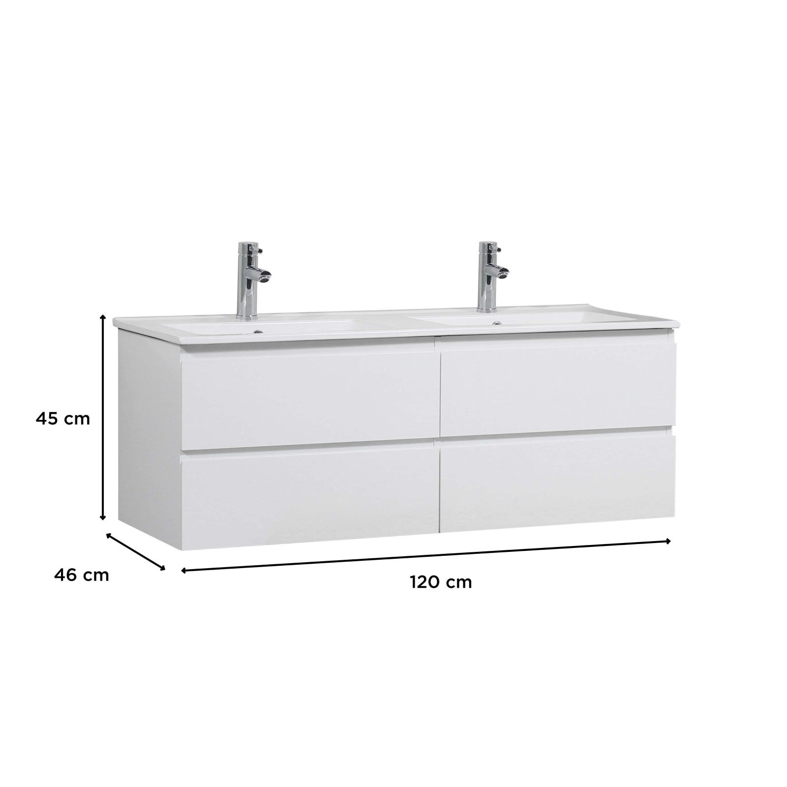 Meuble sous vasque 120 cm SORRENTO Blanc 2