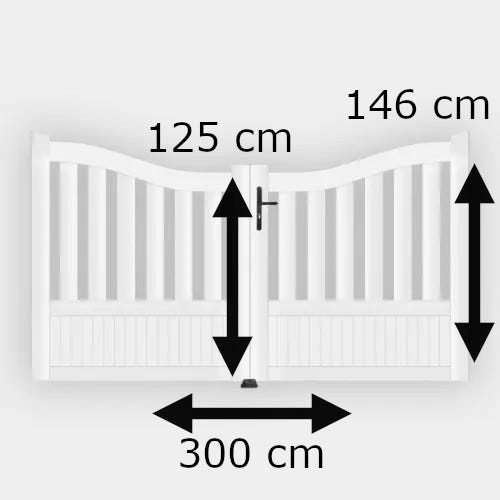 Portail battant PVC blanc H146 x L300 cm BREST incurvé 2