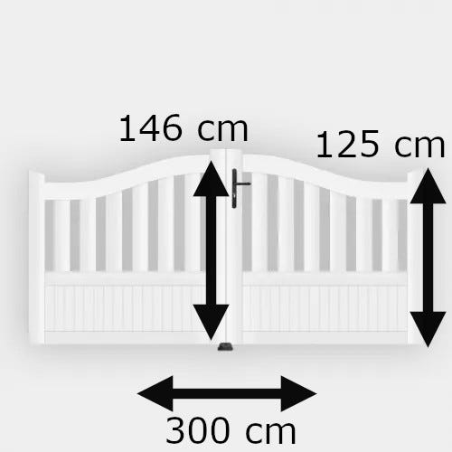 Portail battant PVC blanc H146 x L300 cm BREST galbé 3