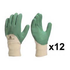 12 paires de gants latex crêpés vert LA500 DELTA PLUS 0