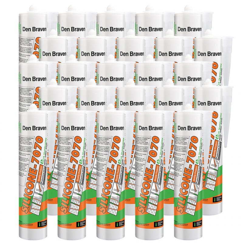 25x Mastic silicone neutre bâtiment 7070 Plus translucide 300ml DEN BRAVEN 0