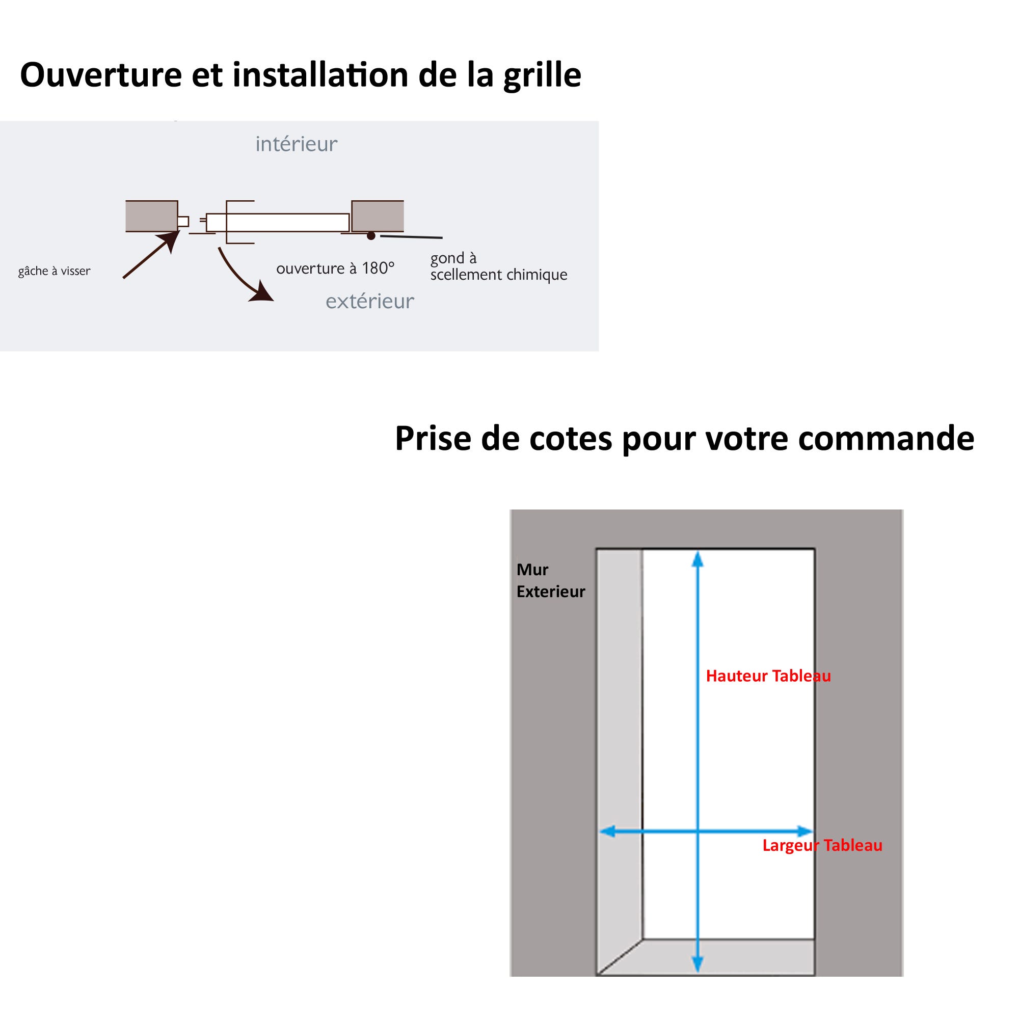 Grille porte Droite -1 vantail pour encadrure H=210 cm x L=100 cm (côte tableau) 1