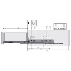 Coulisse bois quadro 4d v6 silent system - Profondeur intérieur de caisson mini : 533 mm - Longueur : 520 mm - HETTICH 2