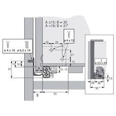 Coulisse bois quadro 4d v6 silent system - Profondeur intérieur de caisson mini : 293 mm - Longueur : 280 mm - HETTICH 1