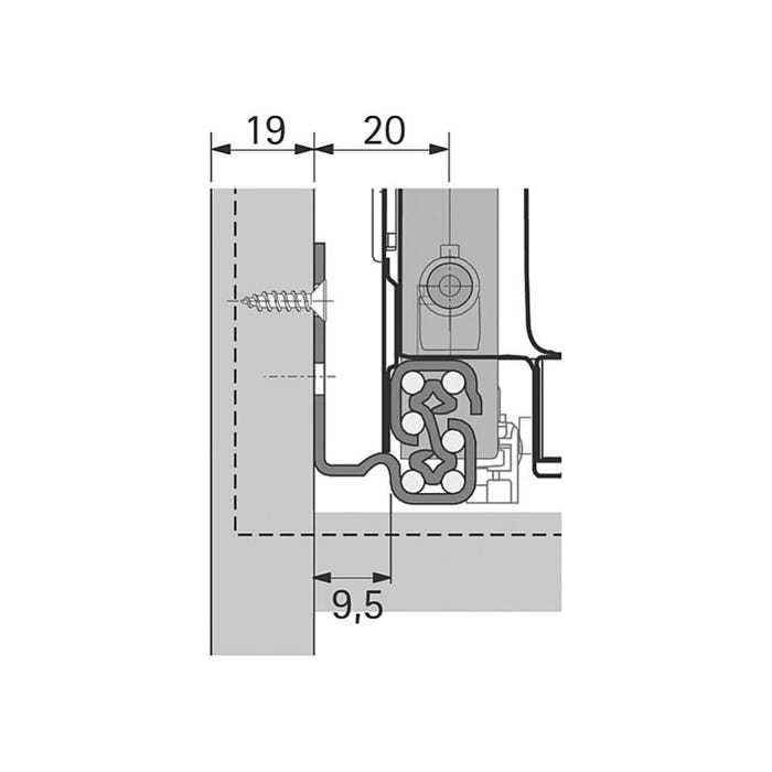 Coulisse quadro v6+ silent system - Longueur : 470 mm - HETTICH 5