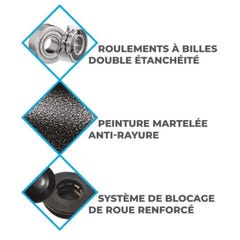 Diable acier HT250/PRIM2-RSB tablier télescopique premium 250kg roues caoutchouc élastique bleu Stockman 3