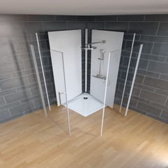 Schulte panneau mural 90 x 210 cm, 1,89 m², revêtement pour douche et salle de bains, DécoDesign COULEUR, panneau mural Blanc, 2ème choix 5