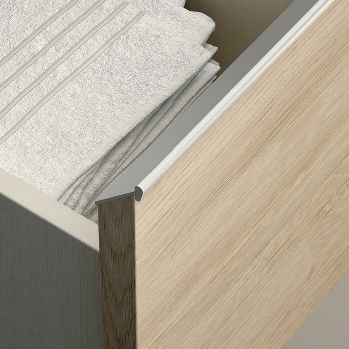 Ensemble meuble de salle de bain 80cm simple vasque + colonne de rangement PALMA - ciment (gris) 4