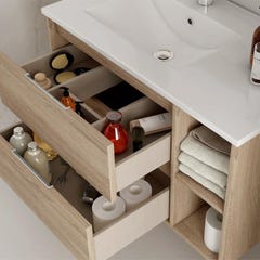 Ensemble meuble de salle de bain 80cm vasque déportée + colonne de rangement OLYMPE - ciment (gris) 3